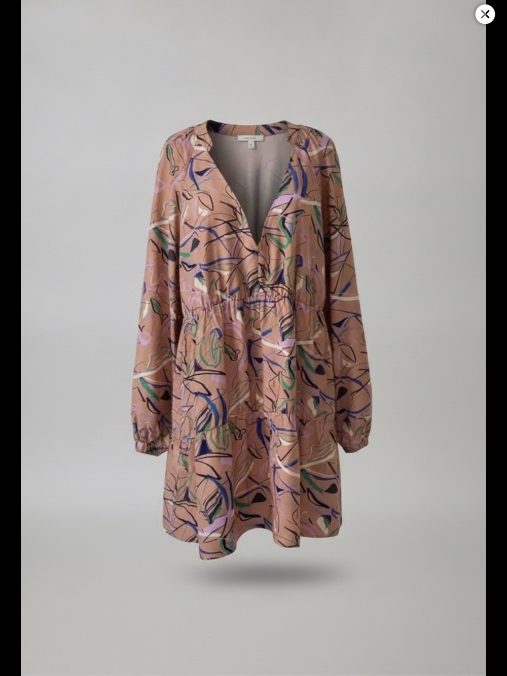 Open Edit Dress Abstract Print Tiered Size 1X